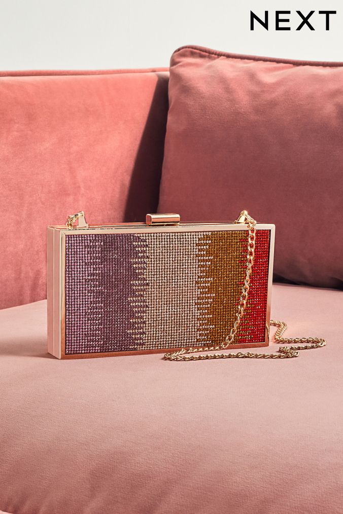 Next gold store clutch bag