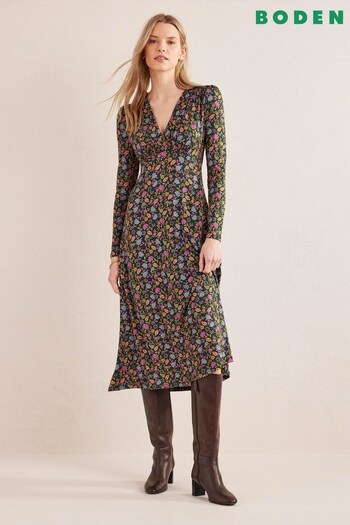 Boden Green Jersey Midi Tea Dress Poppy (501893) | £95