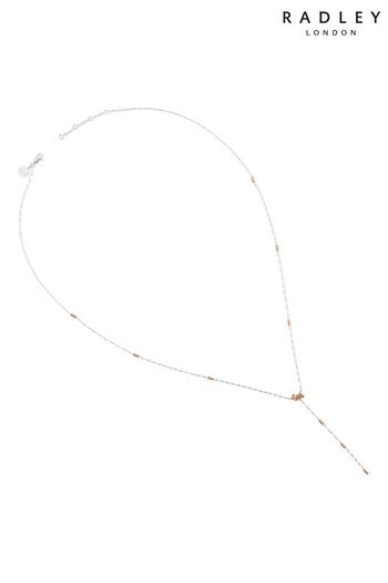 Radley Ladies Shephardess Walk 18ct Rose Gold Tone Beaded Lariot Jumping Dog Necklace (502155) | £35