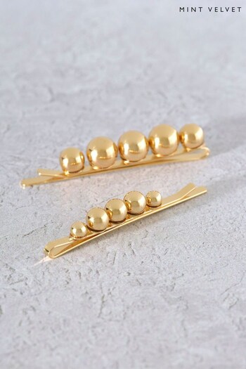 Mint Velvet Gold Sphere Hair Clip Set (502696) | £19