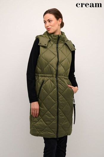 Cream Green Gaiagro Long Quilted Gilet (502717) | £90
