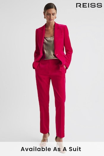 Reiss Pink Rosa Petite Velvet Tapered Suit Trousers (502753) | £198