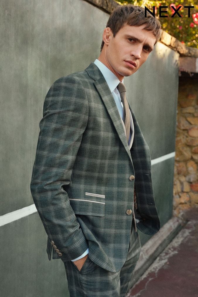 Chequered suit jacket sales