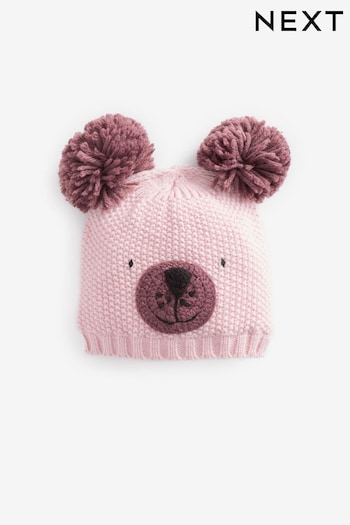 Pink Bear Beanie Hat (3mths-6yrs) (502937) | £7 - £8