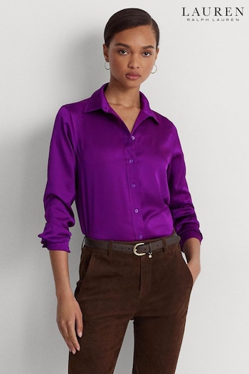 Lauren Ralph Lauren Purple Satin Charmeuse Shirt (503156) | £159