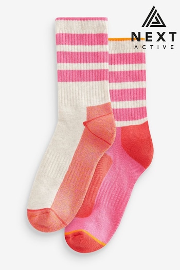 Pink Stripe Atelier-lumieresShops Active Sports Walking Ankle Socks 2 Pack (503205) | £10