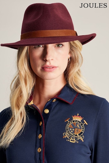 Joules Burgundy Wool Fedora Hat (503422) | £40