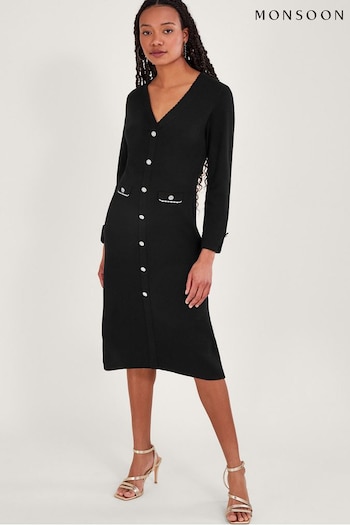Monsoon Pocket Detail Knit Black Dress (503679) | £100
