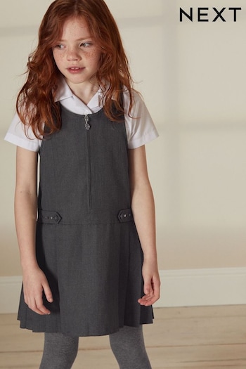 Grey Embroidered Pinafore School Dress (3-14yrs) (503933) | £10 - £14