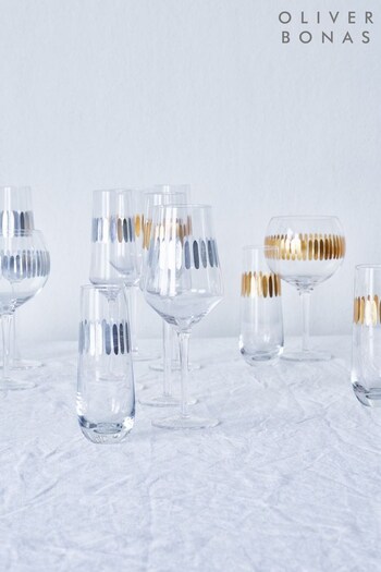 Oliver Bonas Clear Set of 4 Aur Mixed Metallic Stemless Champagne Flutes (503977) | £28
