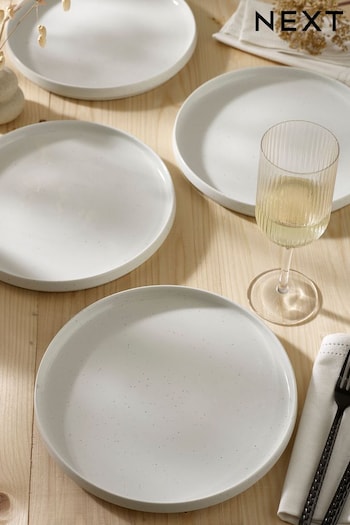 Cream Hayden Speckle Dinnerware Set of 4 Dinner Plates (504128) | £30