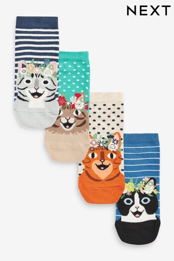 Flower Crown Cat Trainer Socks 4 Pack (504204) | £9