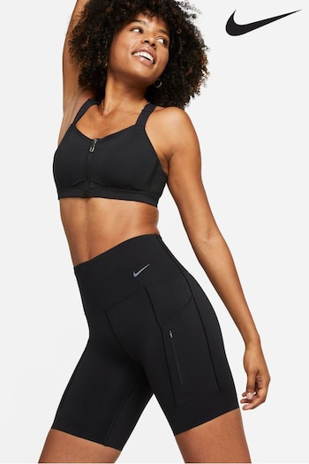 Nike Black Go Firm-Support High-Waisted 8" Biker Shorts with Pockets (504374) | £70