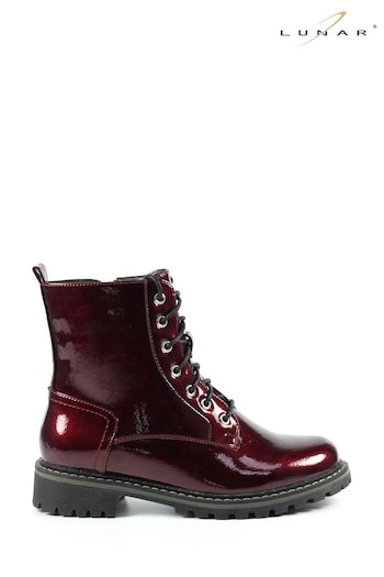 Lunar Burgundy Red Nala Lace Up Ankle slides Boots (504429) | £55