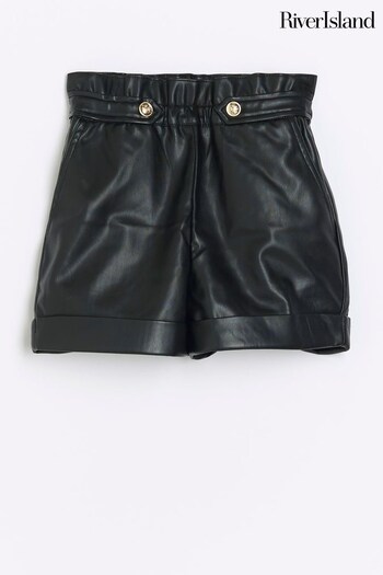 River Island Black Paper Bag Waist Girls Shorts (504430) | £16