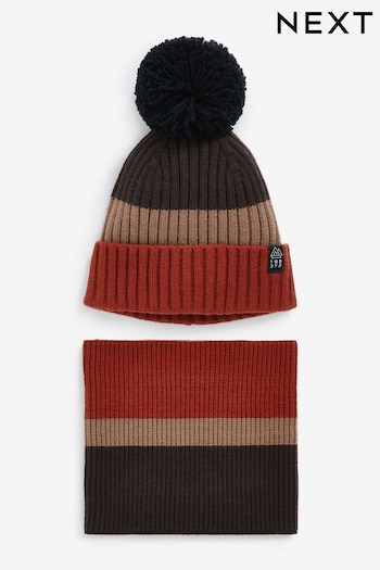 Rust Brown Knitted Hat And Snood Set (1-16yrs) (504465) | £12 - £20