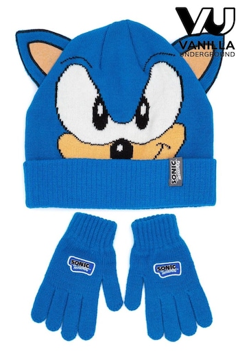 Vanilla Underground Blue Sonic knitted-panel Hat Set (504470) | £16