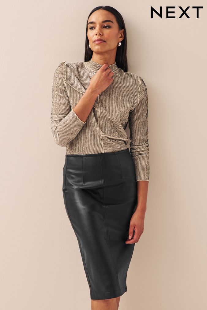 Faux leather store skirt tall