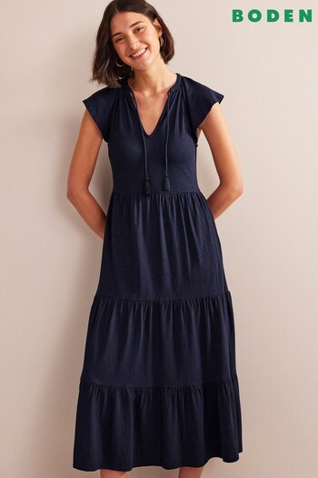 Boden Blue Tiered Jersey Midi Dress (504645) | £85