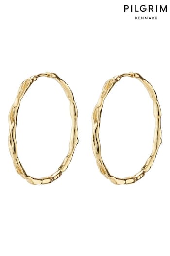 PILGRIM Gold Plated Eddy Recycled Organic Shaped Maxi Hoops (504667) | £28