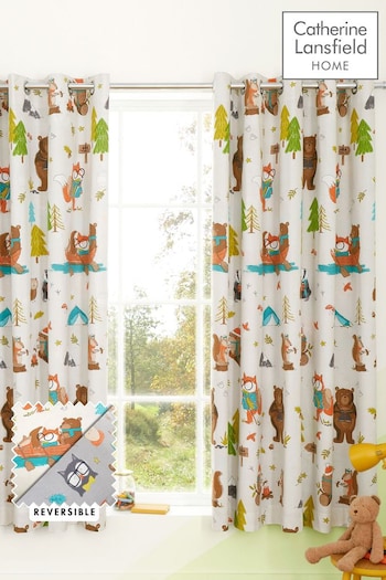 Catherine Lansfield White Woodland Adventure Reversible Lined Curtains (505140) | £45