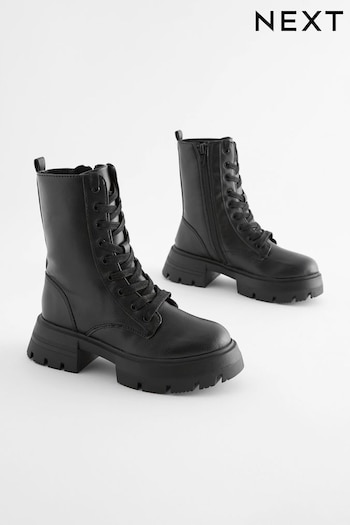 Black Chunky Lace-Up Boots (505286) | £38 - £45