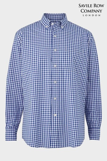 Savile Row Company Blue Check Classic Fit Button-Down Shirt (505637) | £50