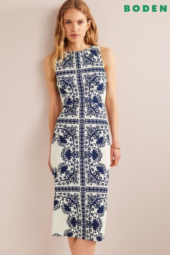 Boden Blue Jersey Column Midi Dress (505716) | £80