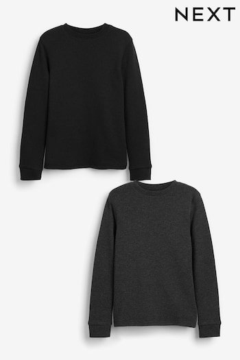 Black/Grey Long Sleeve Thermal Tops 2 Pack (2-16yrs) (505776) | £15 - £21