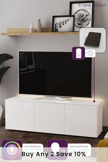 Frank Olsen White Smart LED TV Stand (505788) | £450