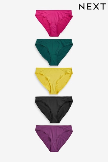 Purple/Green/Yellow/Black/Pink High Leg Microfibre Knickers 5 Pack (505892) | £14