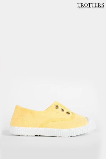 Trotters London Yellow Lemon Plum Canvas Transpasse Shoes (505928) | £32 - £38