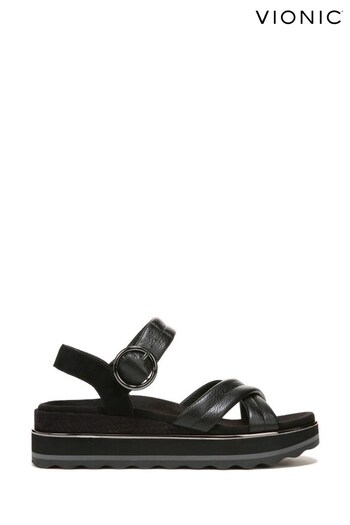 Vionic Reyna Suede Leather Black Sandals (506090) | £60