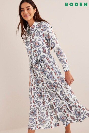 Boden Blue Tiered Cotton Maxi Shirt Dress (506309) | £130