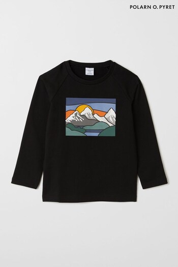 Polarn O Pyret Organic Mountain Print Black Top (506347) | £26