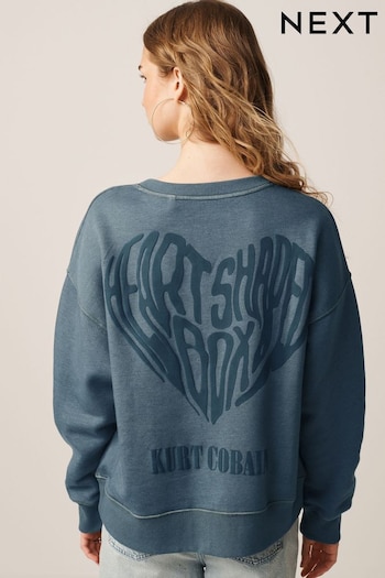 Charcoal Grey Licence Kurt Cobain Band Heart Back Graphic Slogan Sweatshirt (506440) | £36