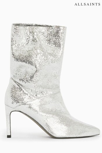 AllSaints Silver Orlana Shimmer Boots (506606) | £229