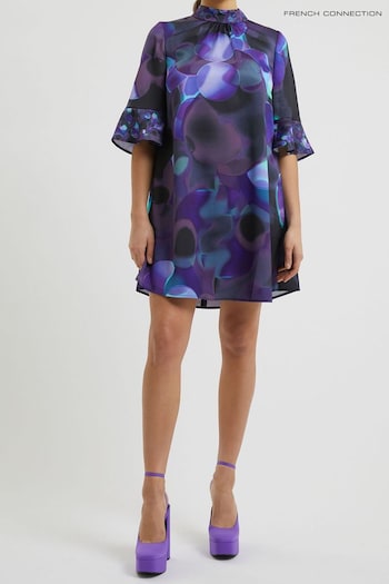 French Connection Purple Eva Harlow Fluted Sleeve Dress (506630) | £95