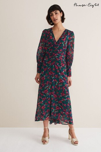 Phase Eight Natural Multi Hyacinth Floral Midi Dress (506743) | £139