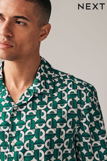 Green Geo Print Short Sleeve Shirt (507077) | £30