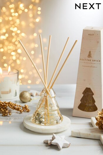 White Festive Spice Fragranced 180ml Christmas Tree Diffuser (507203) | £20