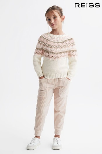 Reiss Pink Blythe Senior Fairisle Knitted Jumper (507695) | £53