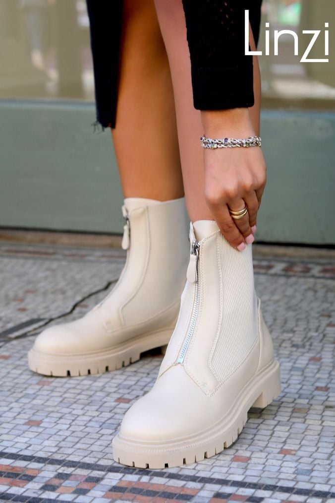 Buy Women s Boots Cream Flat Ankle Footwear Online Next UK