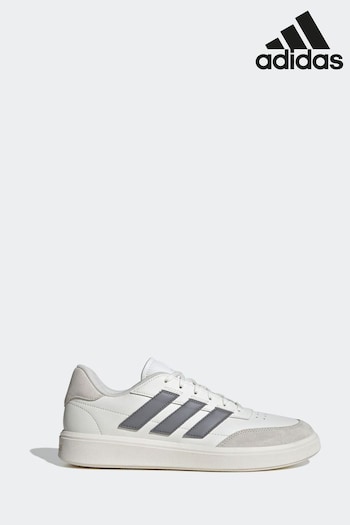 adidas White/Silver Courtblock Trainers (507812) | £50