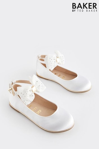 Baker by Ted Baker Girls Tulle Bow Satin Shoes (507816) | £38 - £40