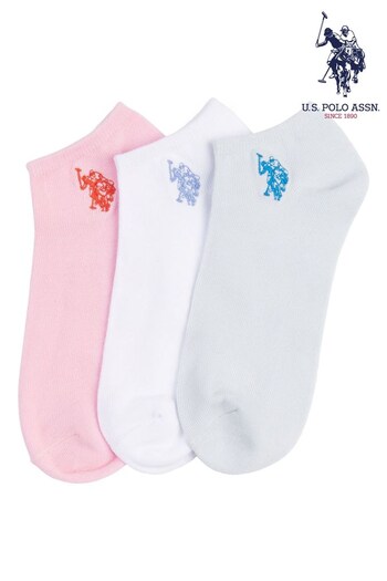 U.S. Polo Assn. Womens Pink Colour Pop Sport Socks 3 Pack (507843) | £13
