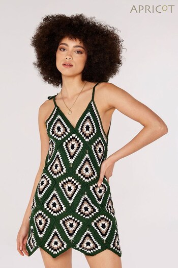 Apricot Green Multi Diamonds Crochet Dress (507972) | £35