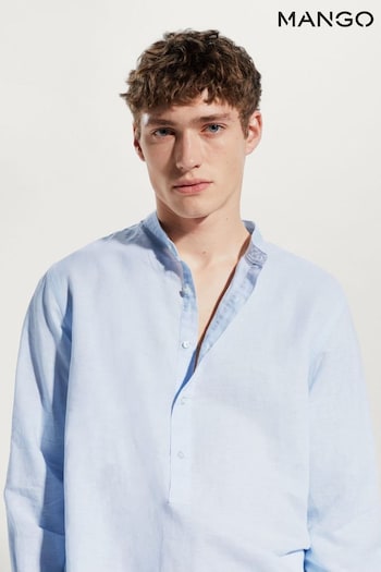 Mango Regular-Fit Linen Shirt With Mao Collar (508305) | £50