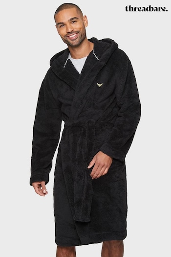 Threadbare Black Cosy Hooded Dressing Gown (508450) | £34