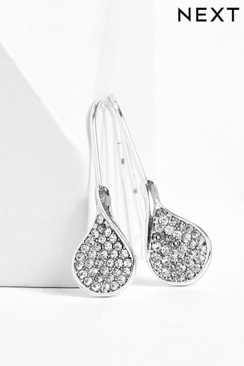 Silver Tone Sparkle Petal Drop Earrings (508575) | £7